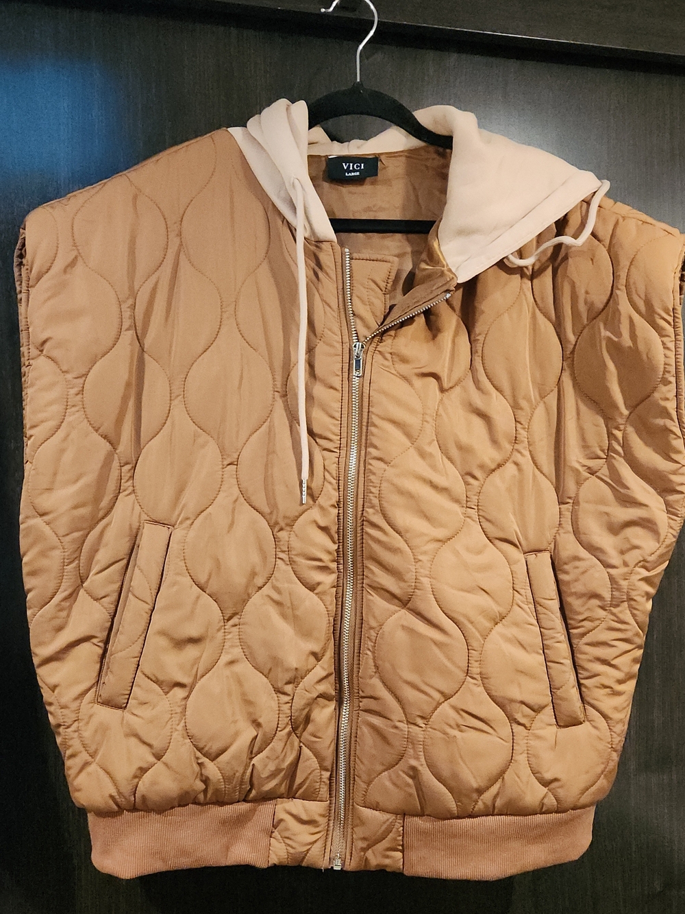 VICI Quilted Tan Jacket with Cream Hood